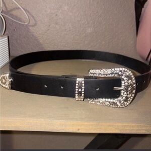 Black Rhinestone Buckle Belt